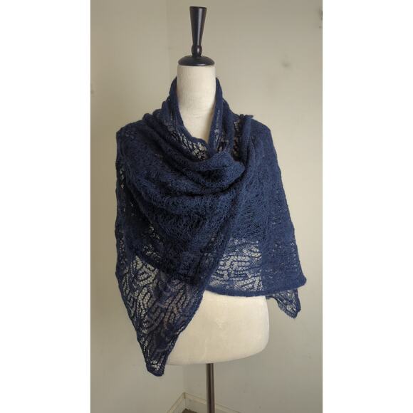 Lauren Ralph Lauren Web Crochet Oversized Scarf Wrap Mohair OS - Picture 6 of 7